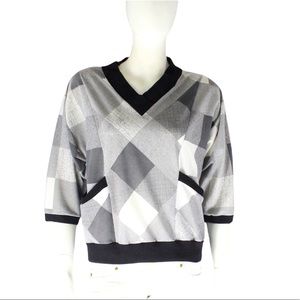 Euc Vintage plaid checkerboard french Paris blouse with pockets HP Pick!